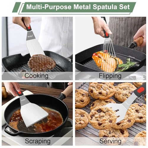 4 Piece Metal Spatula for Cast Iron Skillet (4 Pack)