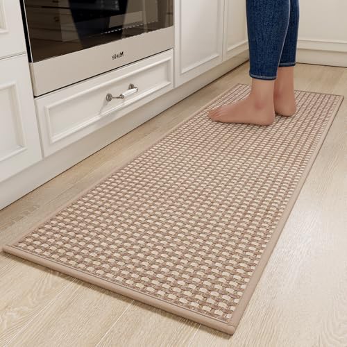 Kitchen Runner Rugs Non Slip Washable Long Kitchen Mats Brown 17"x59" (7 Sq Ft)