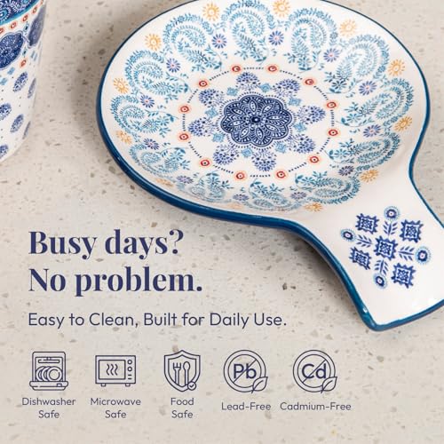 Blue Talavera Ceramic Spoon Rest for Stove Top