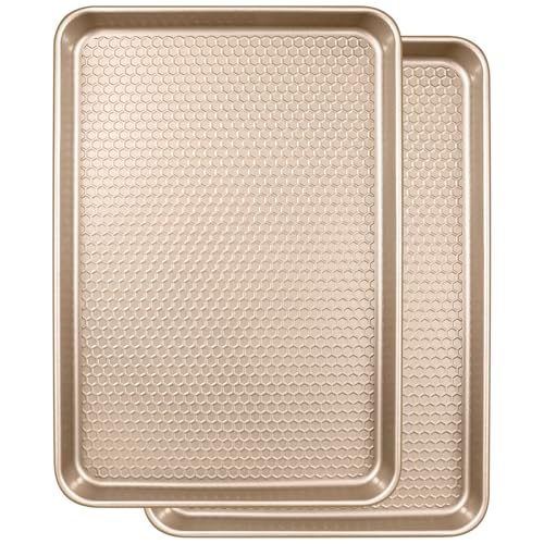 Baking Sheet Pan Set of 2 (17.5x12x1 inch Set / Textured Champagne Gold)