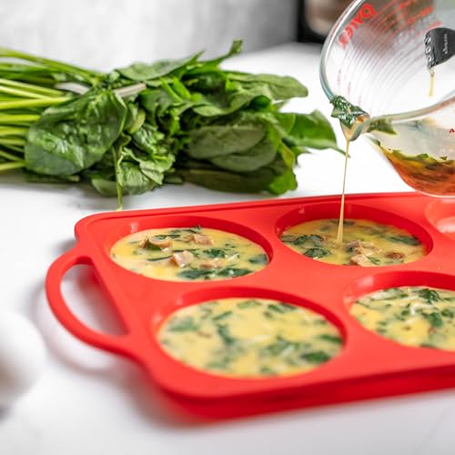 Confetti 4 Inch Jumbo Silicone Muffin Pans for Baking (Red / Jumbo (6 Cups Pan))