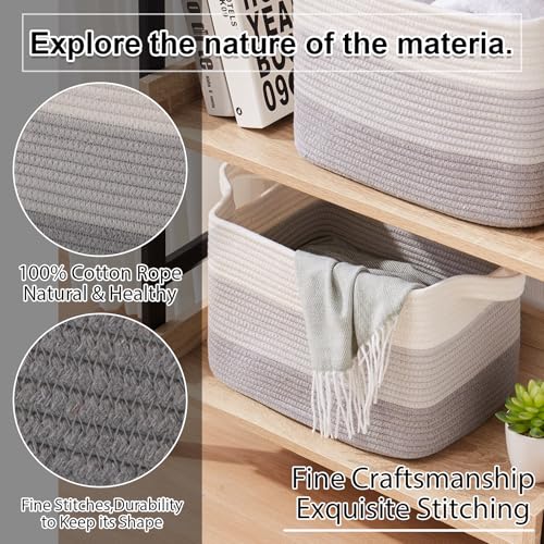 30L Storage Basket Large Blanket Basket Living Room Gray 3 (Gradient Gray / 3 pcs-16”x12”x10”)