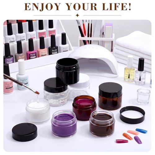 6 Pack 2 oz Plastic Jars Containers with Lids Wide (Color Mix / 2 oz)