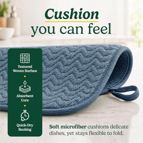 Cuisinart Dish Drying Mat for Kitchen Counter (Geostripe Medium Blue)