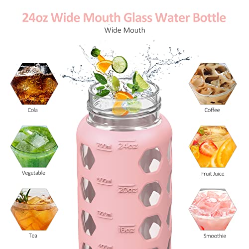 24oz Glass Water Bottle (Pink / 24 Ounces)