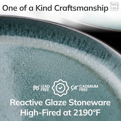 12 Piece Stoneware Dinnerware Set for 4 (Dark / Petrol / Set for 4 (12pcs))