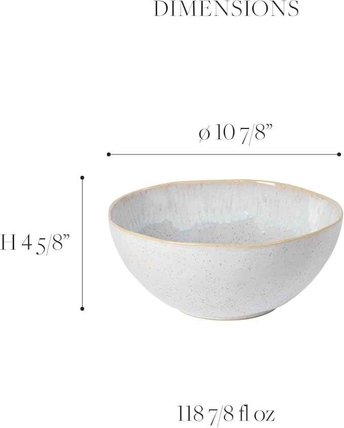 Casafina Ceramic Stoneware 11" x 4.5", 119 oz Serving Bowl - Eivissa Collection, Sand Beige | Microwave & Dishwasher Safe Dinnerware | Food Safe Glazing | Restaurant Quality Serveware