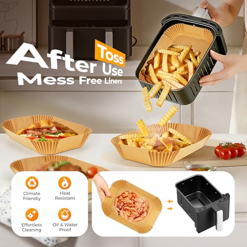 125Pcs Air Fryer Liners Disposable for Dual Basket 8x5.5 Inch Rectangle (8*5.5"Rectangle)