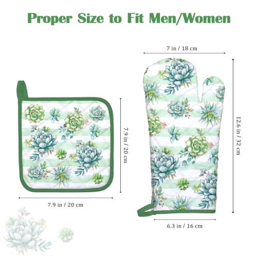 Succulent Oven Mitts and Pot Holders Set (Succulent / Oven Mitt x2 & Pot Holder x2)