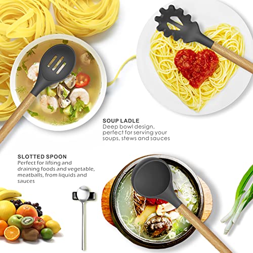 Silicone Cooking Utensils Kitchen Utensil Set (Gray)