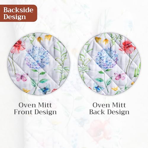 Maison d'Hermine Oven Gloves 100% Cotton Oven Mitt (031 - Just Floral / 7.5" x 13" (Oven Mitt))