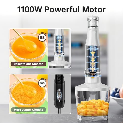 Immersion Blender Handheld Corded (White / 5 in 1)