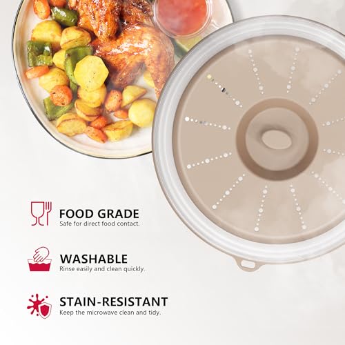 Microwave Splatter Cover Vented for Food with Hook Hole (Beige / M(11"x3.26")-Pack of 1)