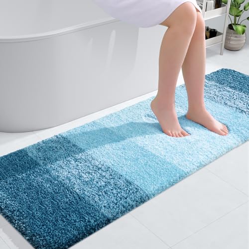 Bathroom Runner Rug 59x20 (59" X 20" / Peacock Blue)