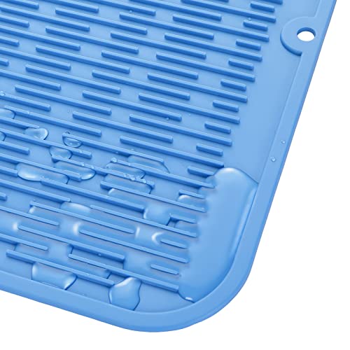 Silicone Dish Drying Mat for Multiple Usage (Lichen Blue / 24"L x 18"W)