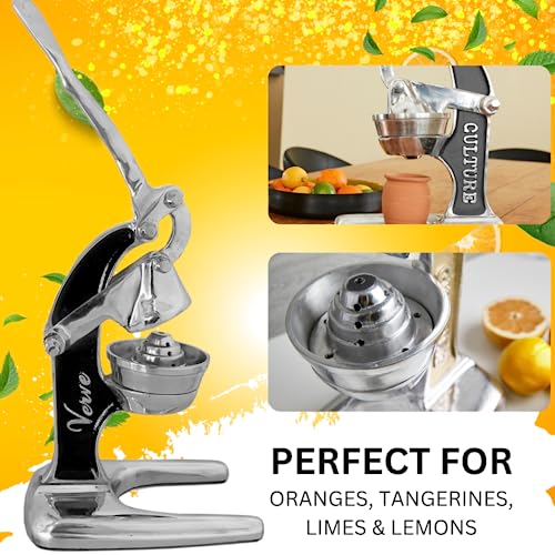 Artisan Cast Aluminum Professional Grade Manual Hand Press Juicer for Orange (Black)
