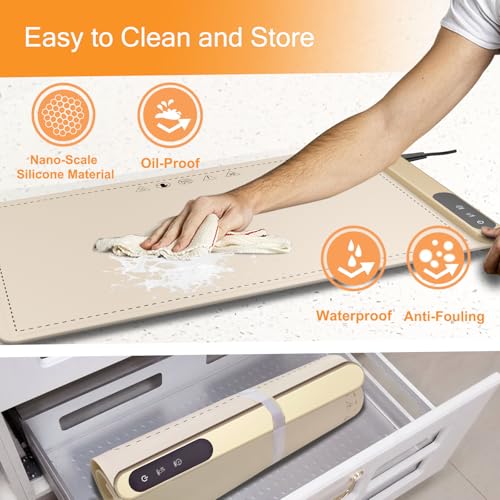 Roll Up Silicone Graphene Electric Food Warming Tray (Beige-graphene)