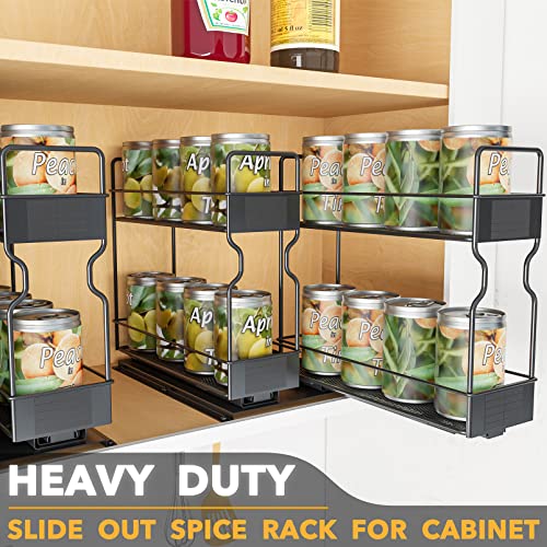 Pull Out Spice Rack Organizer for Cabinet (Two 3"W Drawers, 2-Tier)