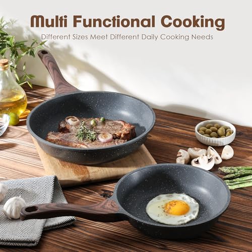 Nonstick Frying Pans (Gray / 8+10 Inch)