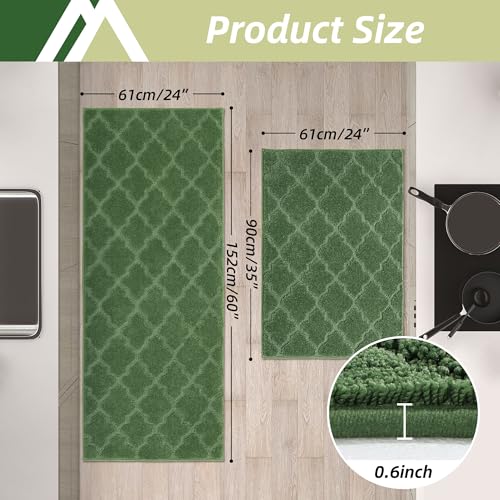 Soft Kitchen Rugs Set of 2 Non Slip 24"x35"+24"x60"