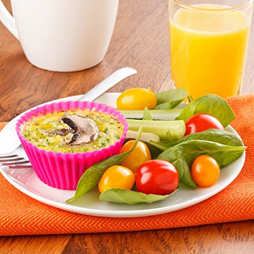 Silicone Baking Cups Muffin Cupcakes Liners Molds Sets in Storage Container Silicone Lunch Box Dividers Bento Box Accessories (Mutilcolor 3shapes)
