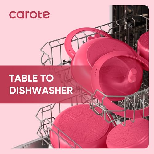 15pcs Pots and Pans Set Non Stick (Dark Pink)