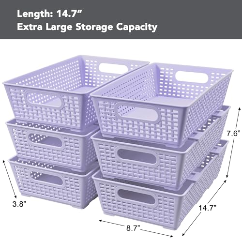 Stackable Woven Plastic Basket (Violet)