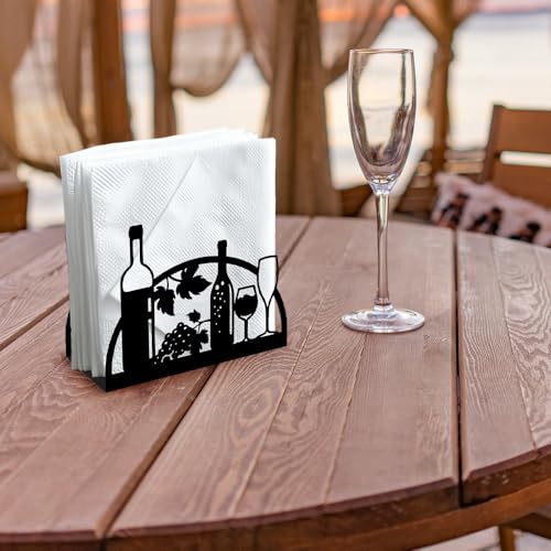 Grape Wine Glass Bottle Metal Napkin Holder for Table 4.9" x 4.9"