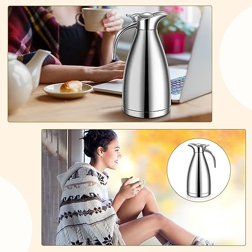 2 Pcs 68oz Thermal Coffee Carafe for Keeping Hot (Silver)