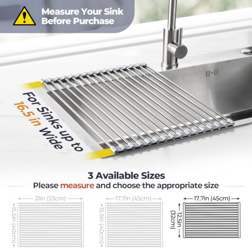 Roll Up Dish Drying Rack Over Sink (Marble / 17.7 x 12.5 in)