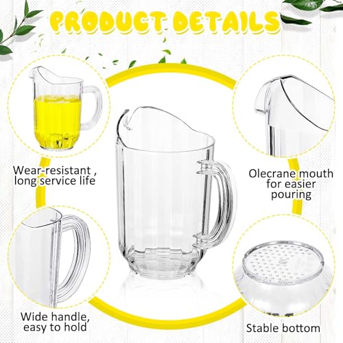 Tessco 36 Pcs Plastic Pitchers 60 Oz Clear Water Beer Jug Large (Classic)