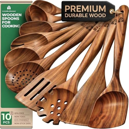 Wooden Spoons for Cooking (10 Piece Set)
