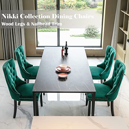 Green Velvet Dining Chairs Set of 4 (Green)