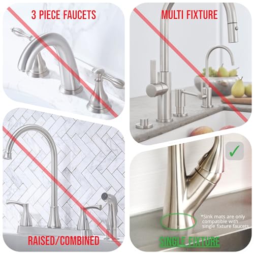 Original SINKMAT 24in XL Faucet Splash Guard Extra Long Microfiber Sink Drip Catcher Mat Non Slip Countertop Protector Drying Pad for Kitchen Bathroom RV Machine Washable Black