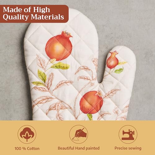 Maison d'Hermine Oven Gloves 100% Cotton Oven Mitt (128 - Vintage Harvest / 7.5" x 13" (Oven Mitt))