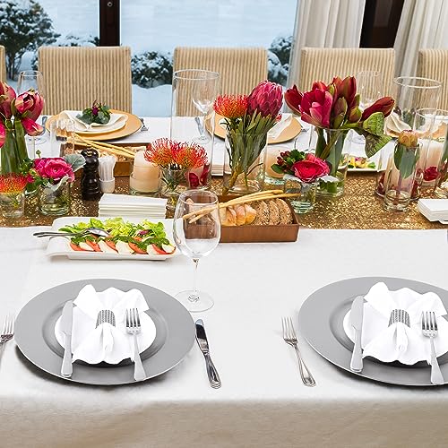 12 Pcs 13 Inch Charger Plates Bulk (Plain Style / Silver)