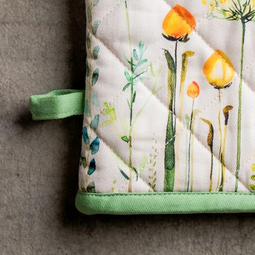 100% Cotton Oven Mitt & Pot Holder Set (019 - Botanical Fresh / 7.5" x 13" & 8" x 8" (Oven Mitt & Pot Holder))
