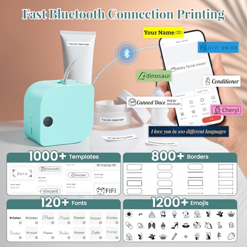 P12 Label Maker Machine with 4 Tapes (1 Printer+4 Label Tape / Green)