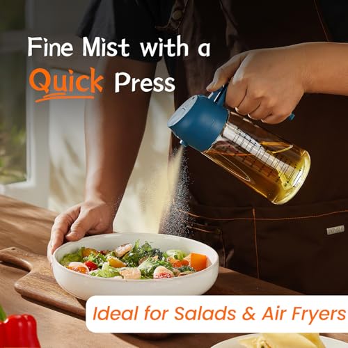 16oz 470ml Glass Olive Oil Sprayer for Cooking (Navy)
