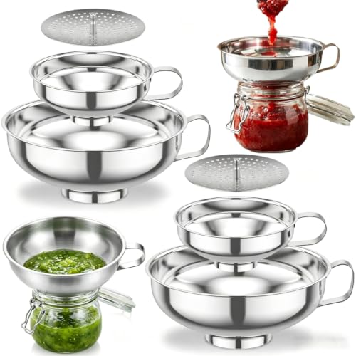 6 Piece Stainless Steel Canning Funnel Set with Strainers (Silver 6pcs)