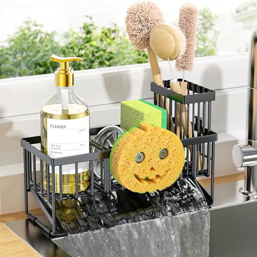 Kitchen Sink Caddy Organzier with High Brush Holder
