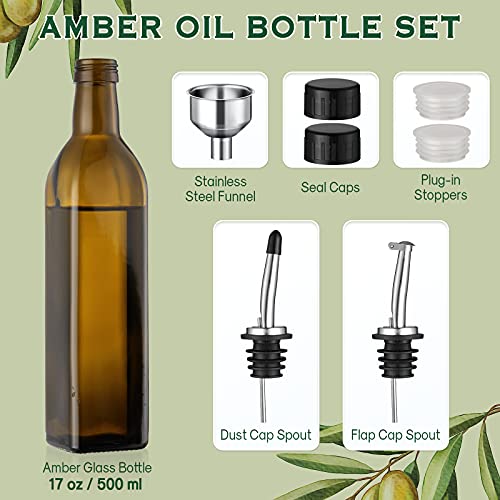 17oz Glass Olive Oil Dispenser (Dark Brown / 17 Ounces)
