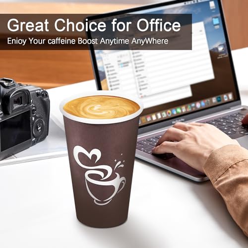 16 oz 180 Count Paper Coffee Cups Disposable Hot Coffee Cups Brown (Brown / 16OZ-180 Pack)