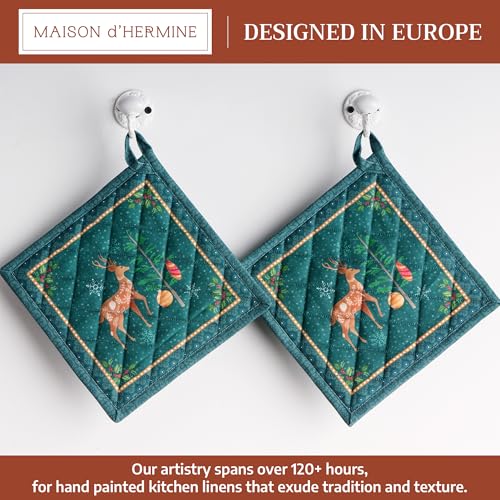 Pot Holders 100% Cotton Potholders (106 - Hygge Christmas / 8" x 8" (Pot Holder Pack of 2))