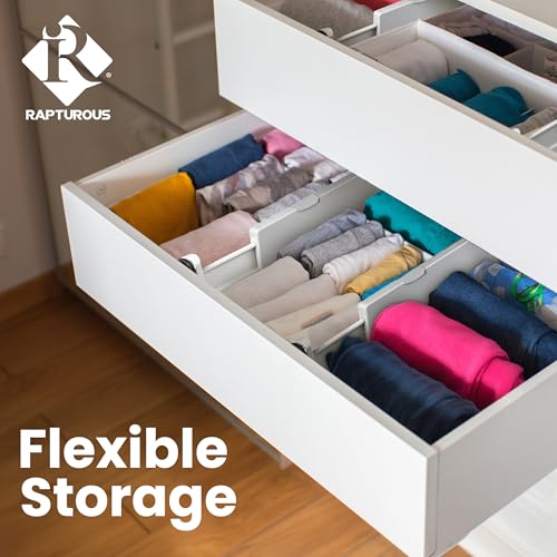 White Expandable Drawer Dividers (8" Tall, 13"-22" Long)