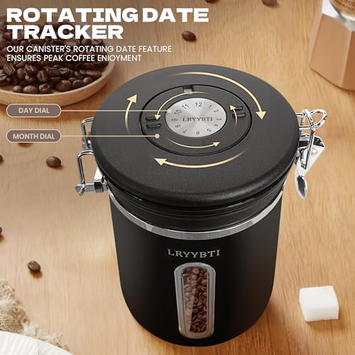 Coffee Canisters with Window (Black / 22 oz)