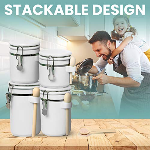 4 Piece Ceramic Kitchen Canisters Set (White)