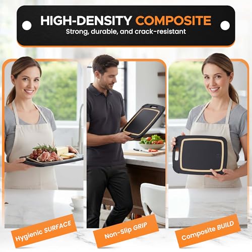 Composite Wood Cutting Board Set of 3 (Black/Tan)