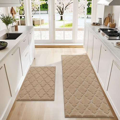 Soft Kitchen Rugs Set of 2 Non Slip 24"x35"+24"x60"