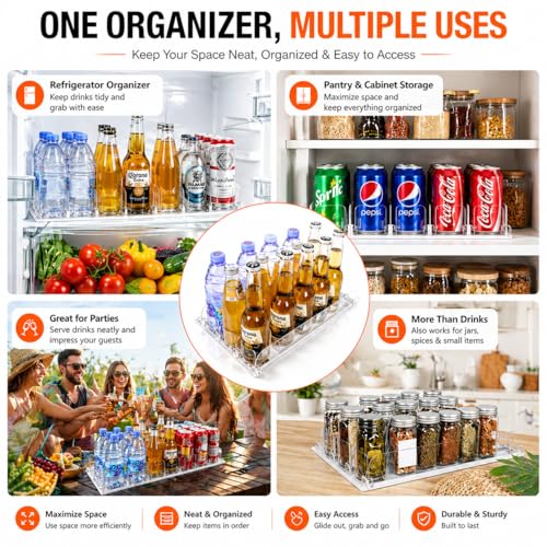 Stackable Soda Can Organizer for Refrigerator (5 Row)